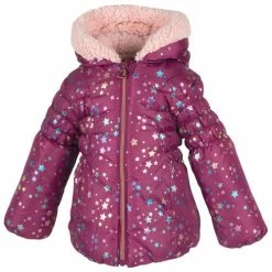 New 🔔 Arctic Quest 👧 Girls' Jacket And Bib Set - Foil Stars Jacket Fleece Lined Berry Combo ✨