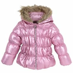 Discount 😉 Arctic Quest 👧 Girls' Foil Puffer Jacket With Bib Pants Pink Combo 🎁