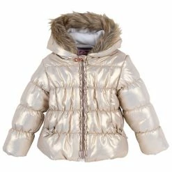 Outlet 🥰 Arctic Quest 👧 Girls' Foil Puffer Jacket With Bib Pants Gold Combo 💯