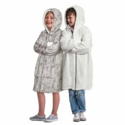 Budget ⌛ Sherpy Kids' Velour Zip Reverse Hoodie Gray/White 🧨