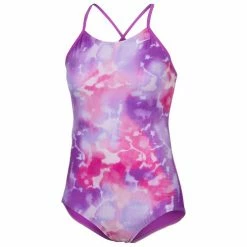 Best Pirce 🛒 Nike 👧 Girls' Rainbow Cloud 1-Piece 🩱 Swimsuit Purple Combo 😀