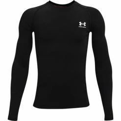 Deals 🔥 Under Armour Boys' HeatGear Long-Sleeve Tee Black 😍