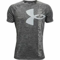 Promo 😉 Under Armour Boys' Split Logo Tech Tee Black/White ⌛