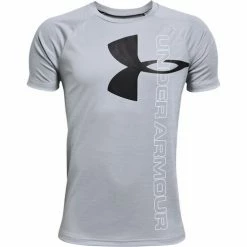 Promo 🔥 Under Armour Boys' Split Logo Tech Tee Gray/Black 🌟