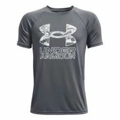Flash Sale 👍 Under Armour Boys' Tech Hybrid Tee Gray Combo 🔔