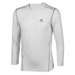 Promo 🤩 Russell Athletic Boys' Fitted Not Tight Long-Sleeve Crew 👕 Shirt White ✨