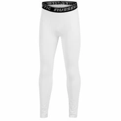 Best deal 🌟 Russell Athletic Boys' Compression Pants White/Black 🔥