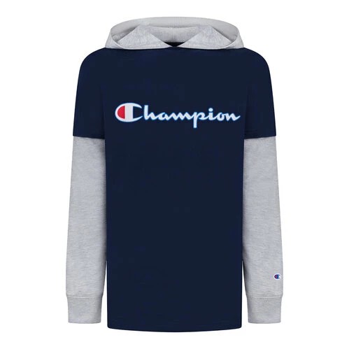 Deals π― Champion Boys' 2fer Long-Sleeve Hooded Tee Navy/Gray π 3 Deals π― Champion Boys' 2fer Long-Sleeve Hooded Tee Navy/Gray π