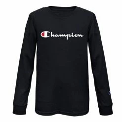 Outlet 😉 Champion Boys' Long-sleeve Graphic Tee Black ⌛