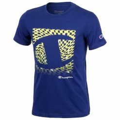 New 🔔 Champion Boys' Checker Fade Tee Blue Combo ❤️