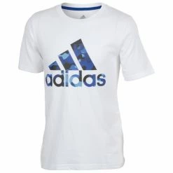 Deals 👏 Adidas Boys' Camo BOS Tee White 👍