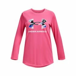 Discount 🌟 Under Armour 👧 Girls' Camo Long-Sleeve Tee Bright Pink 💯
