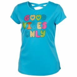 New 🎉 TEC-ONE 👧 Girls' Criss-Cross Graphic Tee Blue ⭐