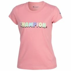 Outlet 😍 Champion 👧 Girls' Rainbow Short-Sleeve Graphic Tee Pink 😉