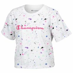 Top 10 ✔️ Champion 👧 Girls' Paint Splatter AOP Boxy Tee White Combo 💯