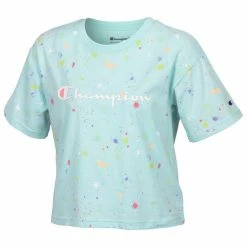 Budget ❤️ Champion 👧 Girls' Paint Splatter AOP Boxy Tee Blue Combo 😍