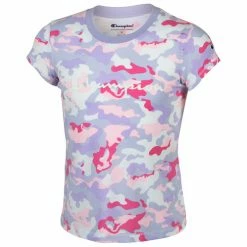 Hot Sale 🎁 Champion 👧 Girls' Abstract Camo AOP Short-Sleeve Tee Lilac Combo 💯