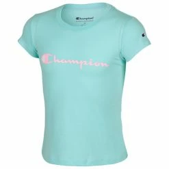 Brand new 🥰 Champion 👧 Girls' Script Short-Sleeve Tee Aqua 🔔