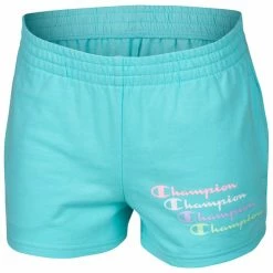Promo 😉 Champion 👧 Girls' Stair Stack French Terry Shorts Aqua 💯