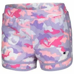 Coupon 🔔 Champion 👧 Girls' Abstract Camo AOP Woven Shorts Lilac Combo ⭐