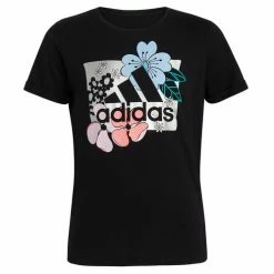 Buy 💯 Adidas 👧 Girls' Rolled Flower Sleeve Tee Black 🔥