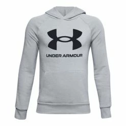 Cheap 👏 Under Armour Boys' Rival Fleece Hoodie Gray/Black ⭐