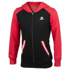 Best deal ❤️ Russell Athletic Boys' Lit Full-Zip Fleece Hoodie Black/Red 🎉