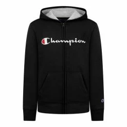 New 👍 Champion Boys' Script Full-zip Hoodie Black 👍