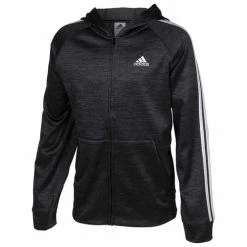 Coupon 💯 Adidas Boys' Indicator Full-Zip Hoodie Black/Gray ⌛