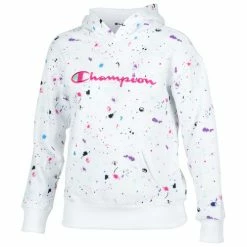Cheapest 🛒 Champion 👧 Girls' Paint Splatter AOP Fleece Hoodie White Combo 😉
