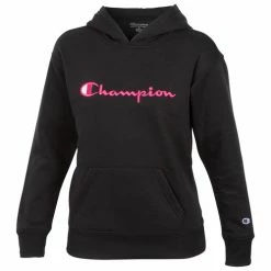 Flash Sale 🔥 Champion 👧 Girls' Classic Script Fleece Hoodie Black 😍
