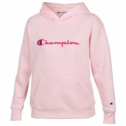 Cheapest ✔️ Champion 👧 Girls' Classic Script Fleece Hoodie Light Pink 🔔