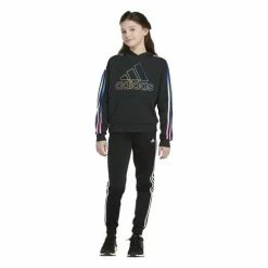 Cheapest 🎁 Adidas 👧 Girls' Multi 3-Stripe Fleece Hooded Pullover Black Multi 😉
