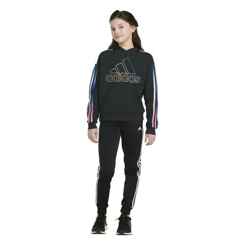 Cheapest 🎁 Adidas 👧 Girls' Multi 3-Stripe Fleece Hooded Pullover Black Multi 😉 3 Cheapest 🎁 Adidas 👧 Girls' Multi 3-Stripe Fleece Hooded Pullover Black Multi 😉
