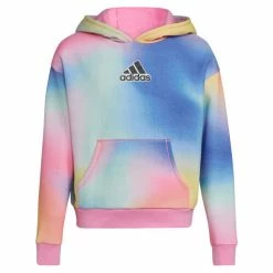 Promo ๐ Adidas ๐ง Girls' All Over Print Fleece Hooded Logo Pullover Multi-Color ๐ฅ